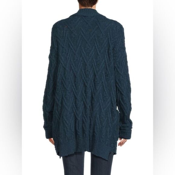 NWT- Free People Montana Cable Cardigan Sweater in Varsity Navy, Size M - Picture 5 of 7